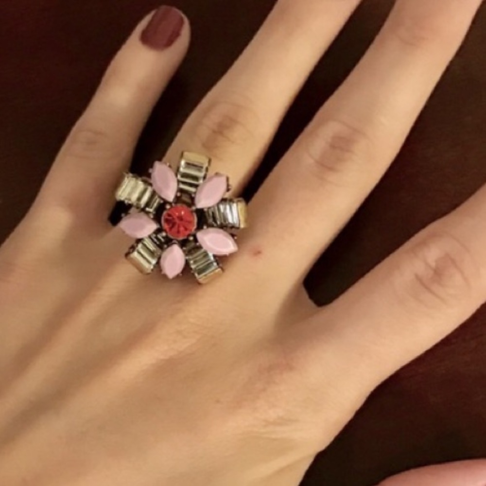 J Crew Crystal Flower Statement Ring - Picture 2 of 2